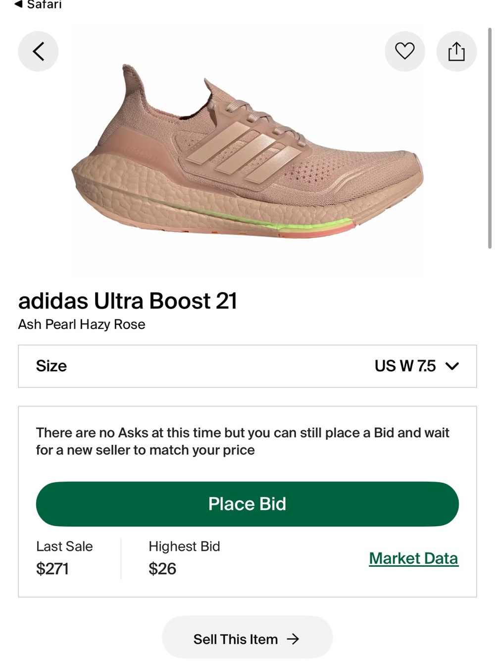 adidas Womens Ultra Boost 21 in Hazy Rose with Neon Accent